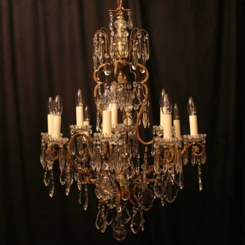 A French Gilded 13 Light Birdcage Antique Chandelier