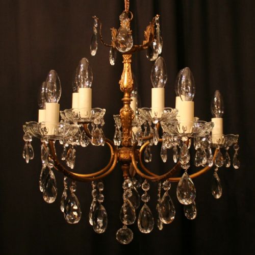 An Italian Gilded 10 Light Antique Chandelier