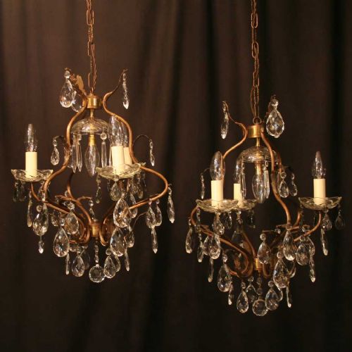 An Italian Pair of Birdcage Antique Chandeliers