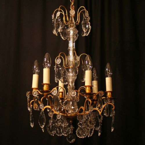 A French Gilded 6 Light Antique Chandelier