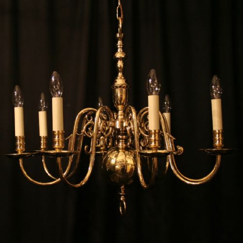 An English Brass 8 Light Antique Chandelier