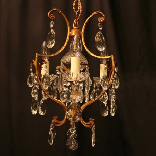 French Gilded Birdcage 4 Light Antique Chandelier