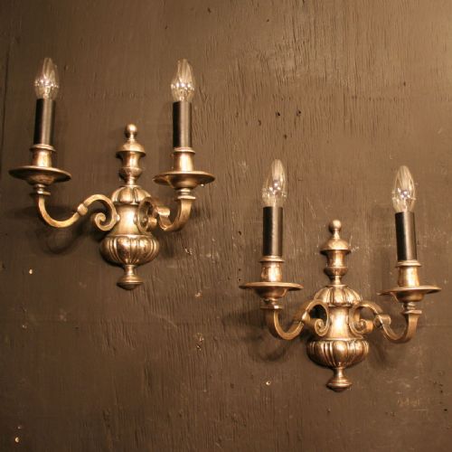 An English Pair of Silver Antique Wall Lights