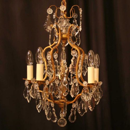 A French Gilded 5 Light Antique Chandelier
