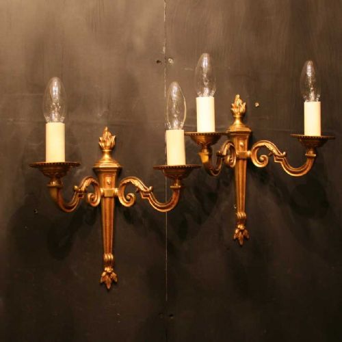 A French Pair of Twin Arm Antique Wall Lights