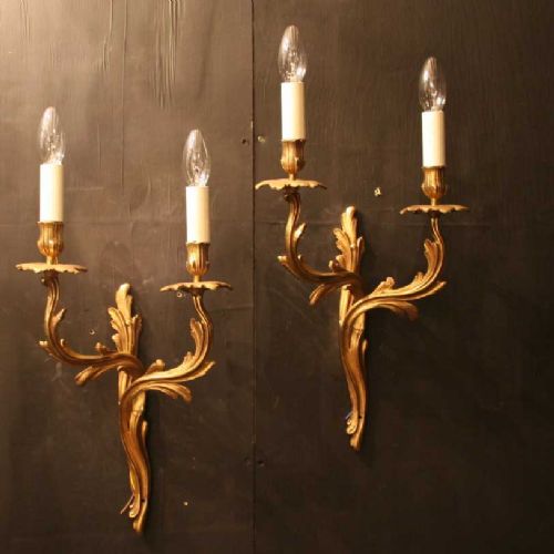 A French Pair of Gilded Antique Wall Sconces