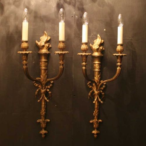 A French Pair of Twin Arm Antique Wall Lights