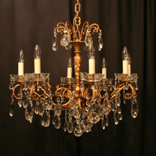 An Italian Gilded 8 Light Antique Chandelier