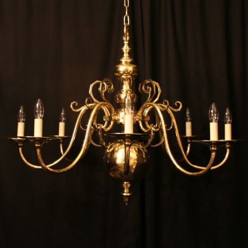 A Large English Cast Brass Antique Chandelier