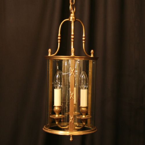 A French Gilded 3 Light Antique Hall Lantern