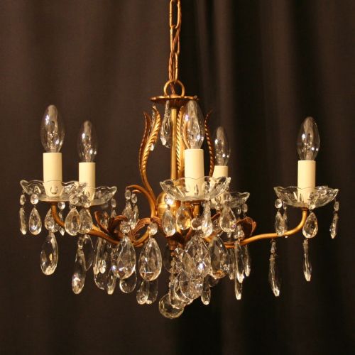 An Italian Gilded 5 Light Antique Chandelier