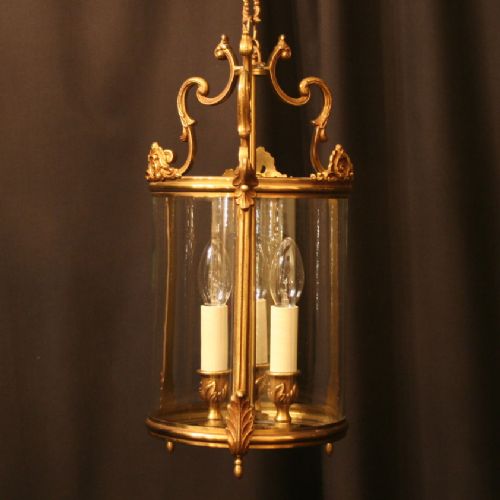 A French Gilded Brass Antique Hall Lantern