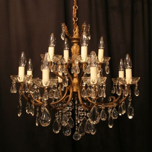 An Italian Gilded Cast 12 Light Antique Chandelier