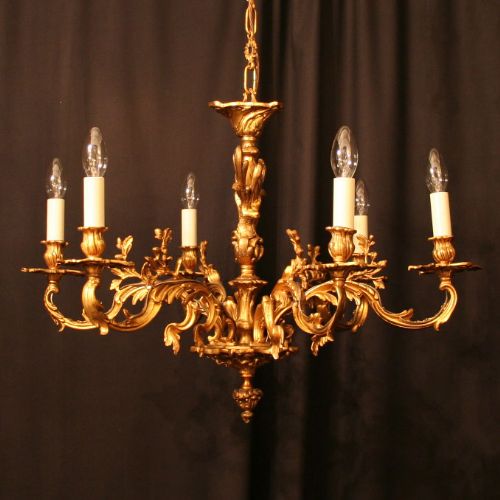 An Italian Gilded 6 Light Antique Chandelier