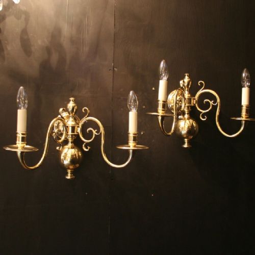 An English Pair of Twin Arm Antique Wall Lights
