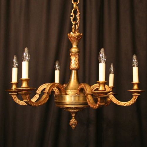 A French Gilded 6 Light Antique Chandelier