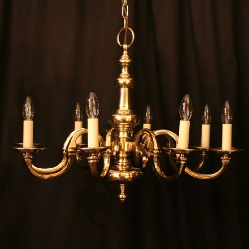 A Flemish Cast Brass 8 Light Antique Chandelier
