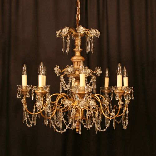 An Italian Giltwood 8 Light Antique Chandelier