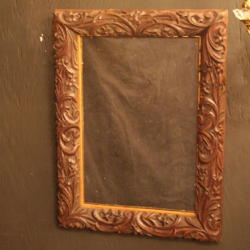 A French Carved Oak Antique Mirror