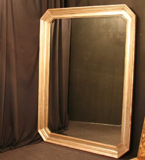 A French Silver Gilded Wooden Antique Mirror