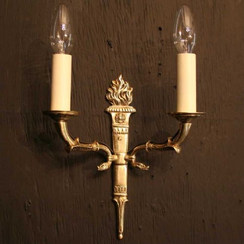 A French Pair of Brass Twin Arm Wall Lights
