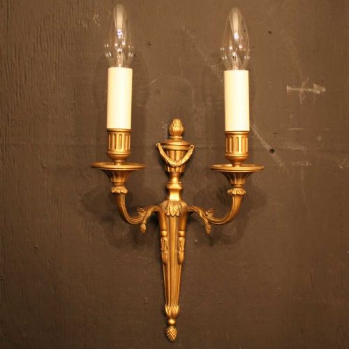 A French Pair of Gilded Twin Arm Wall Lights