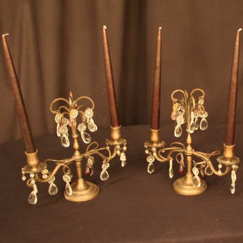 A French Pair of Brass Twin Light Candelabra