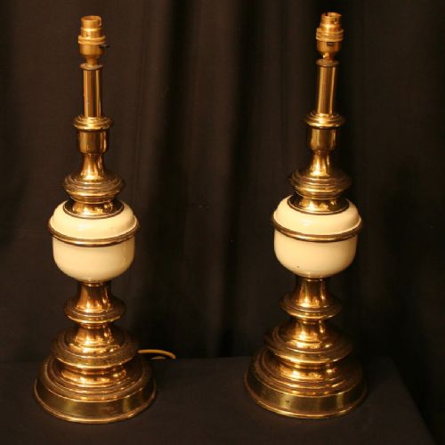 An English Pair of Brass Table Lamps