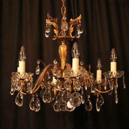 An Italian Gilded 6 Light Antique Chandelier