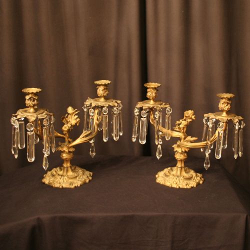 A French Pair of Ormolu Twin Light Candelabra