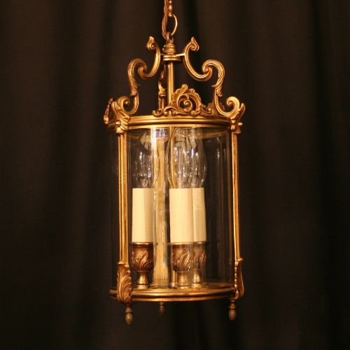A French Gilded Brass Antique Hall Lantern