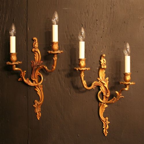 A French Pair of Gilded Antique Wall Lights
