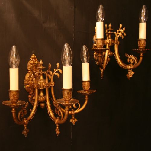 An English Pair of Antique Gasolier Wall Lights