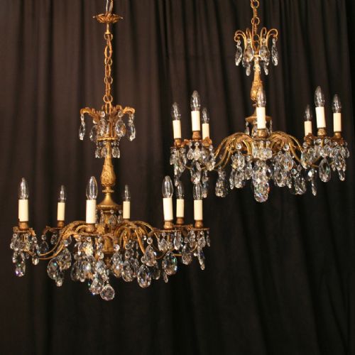 An Italian Pair of 8 Light Antique Chandeliers
