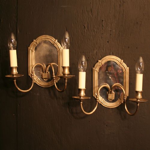 An English Set of 4 Silvered Antique Wall Lights