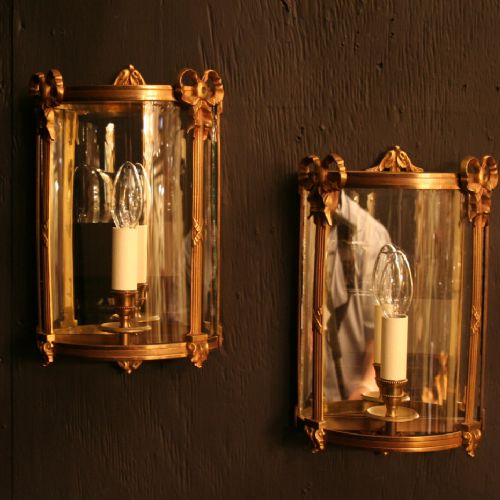 A French Pair of Convex Antique Wall Lanterns