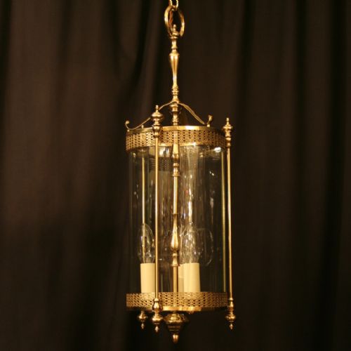 An Italian Brass Triple Light Antique Hall Lantern