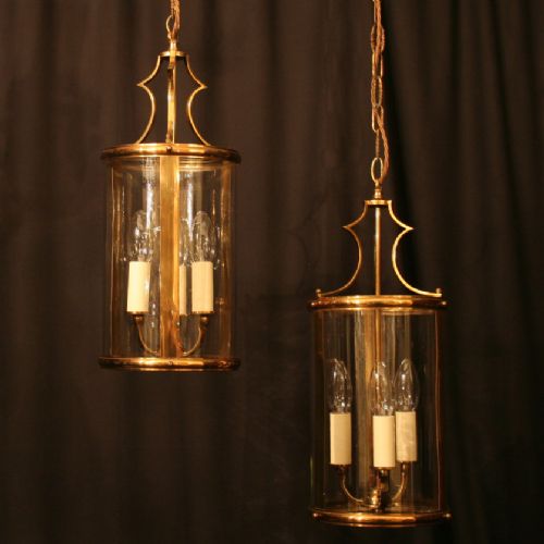 A Pair of French Gilded Antique Hall Lanterns