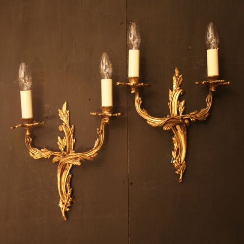 A French Pair of Gilded Antique Wall Lights