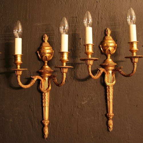 A French Pair of Twin Arm Antique Wall Lights