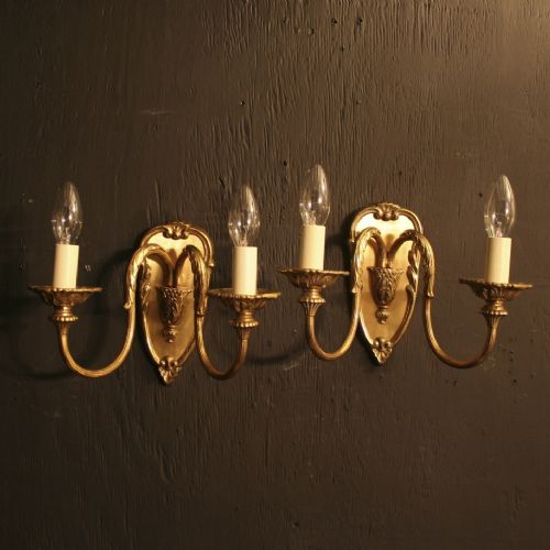 An English Set of 4 Twin Arm Antique Wall Lights