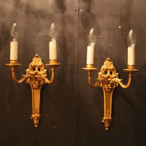 A French Pair of Twin Arm Antique Wall Lights