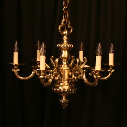 A French Cast Brass 6 Light Antique Chandelier