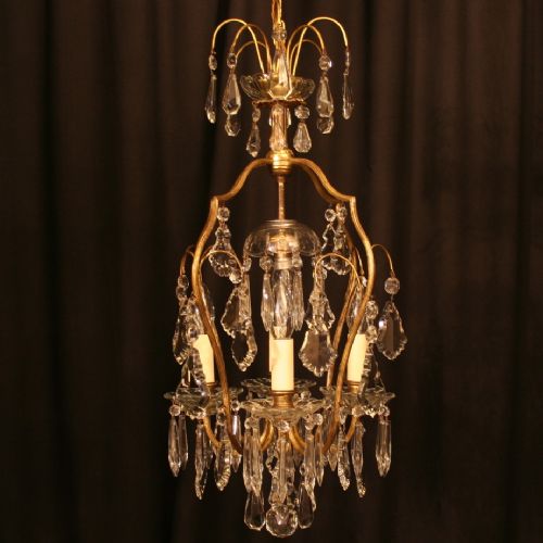 A French Birdcage 5 Light Antique Chandelier