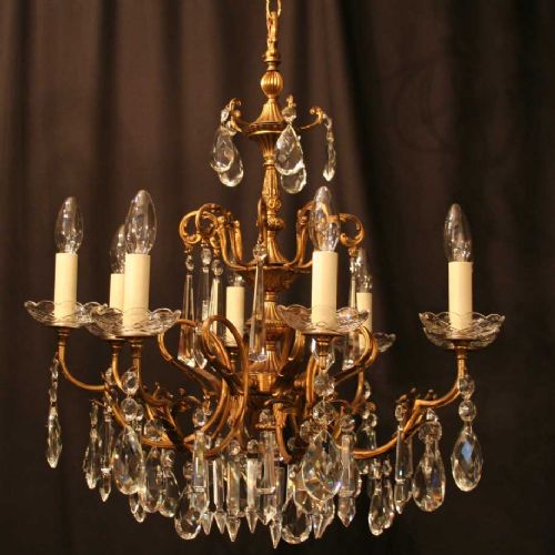 An Italian Gilded Cast Brass 8 Light Antique Chandelier