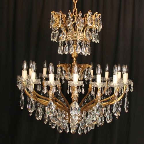 A Large Italian Gilded 16 Light Antique Chandelier