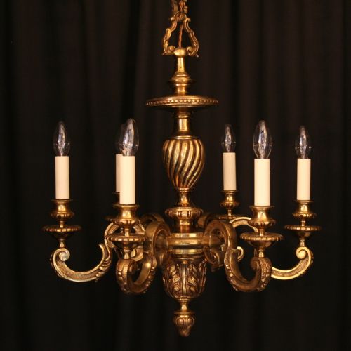 A French Gilded 6 Light Antique Chandelier