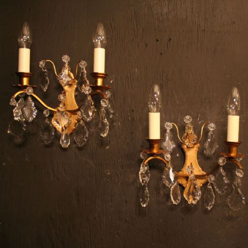 A French Pair of Gilded Antique Wall Lights