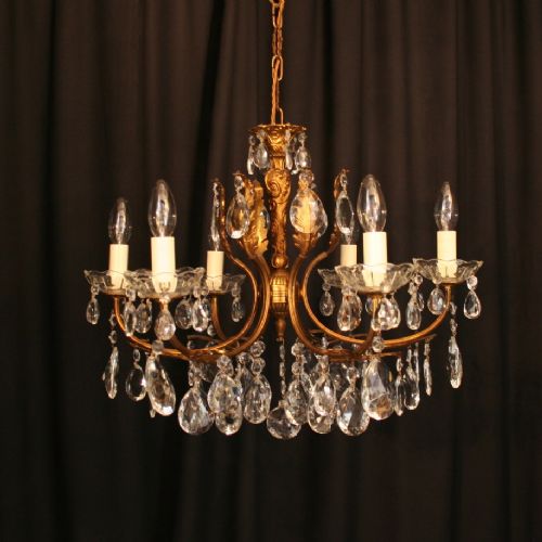 An Italian Gilded 6 Light Antique Chandelier