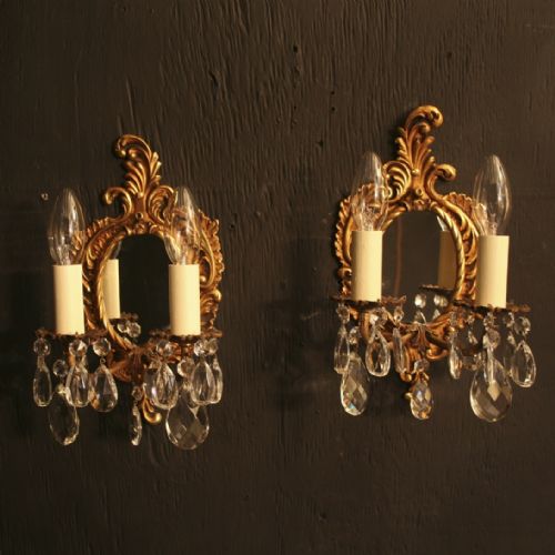 A French Pair of Mirrored Antique Wall Lights